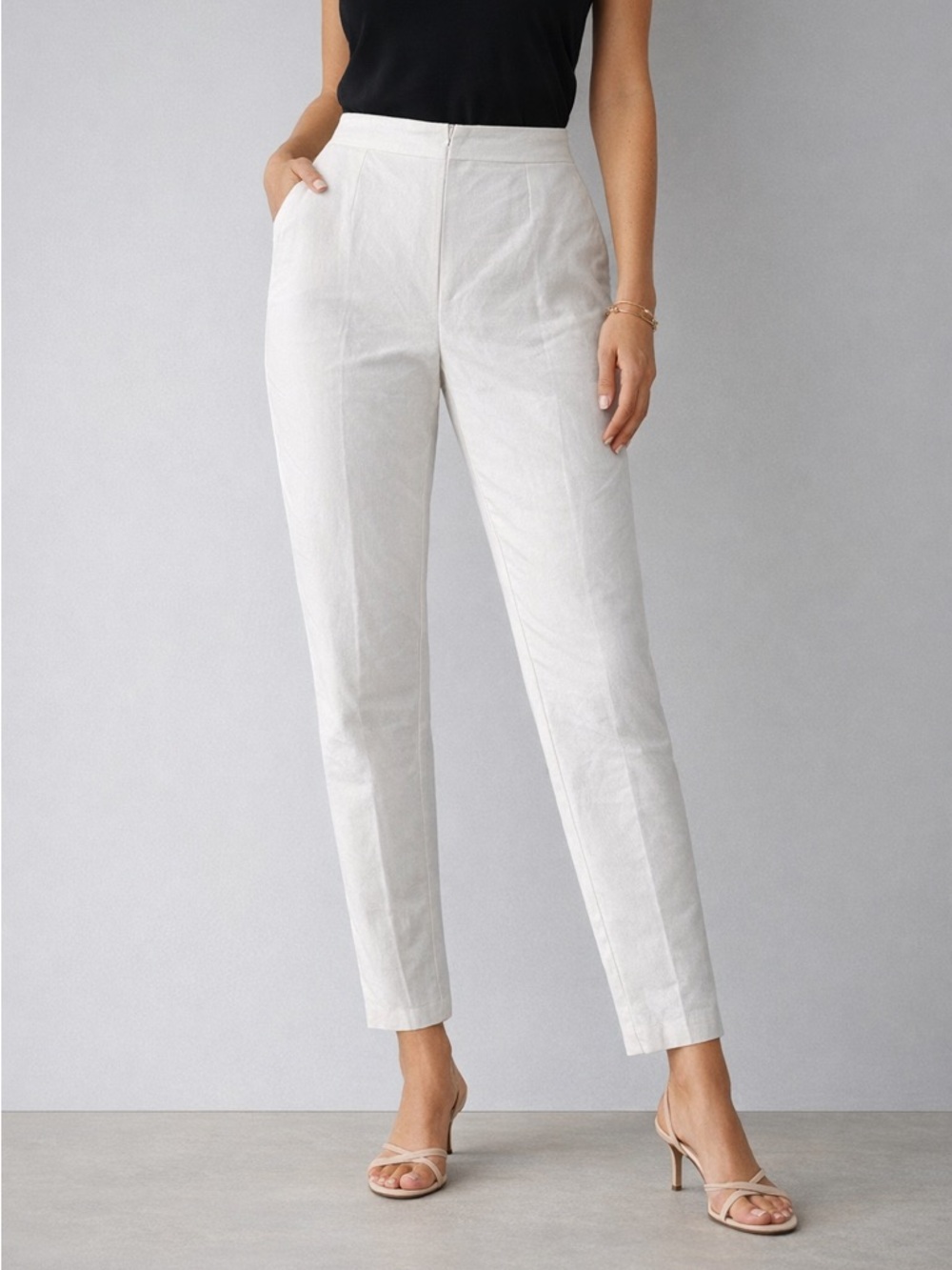 Joseph Ribkoff White High-Waisted Lined Pants